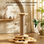 4-in-1 Solid Wood Cat Scratching Post – Interactive Scratcher & Toy Tower - Image 3