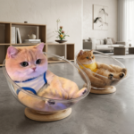 Transparent Bowl-Shaped Swivel Cat Bed – Modern Pet Nest - Image 5